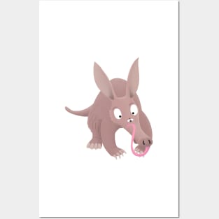 Cute funny aardvark cartoon Posters and Art